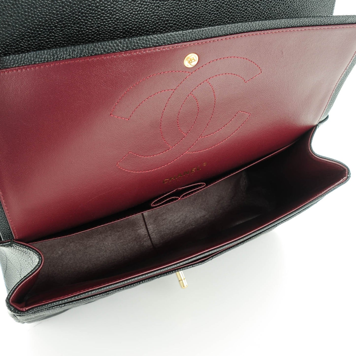 Caviar Quilted Jumbo Double Flap Black