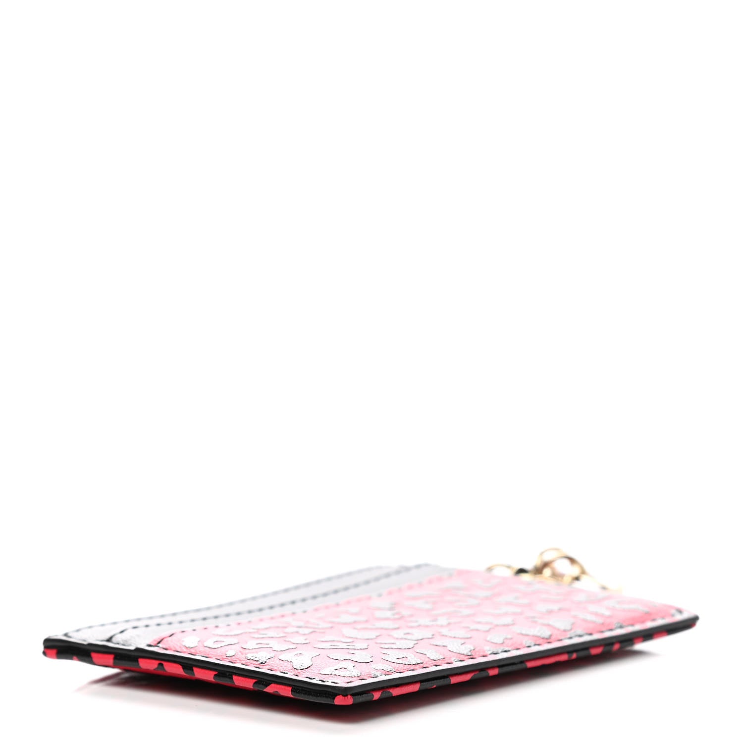 Christian Dior Calfskin Leopard Print Card Holder Pink Black 4 of 9