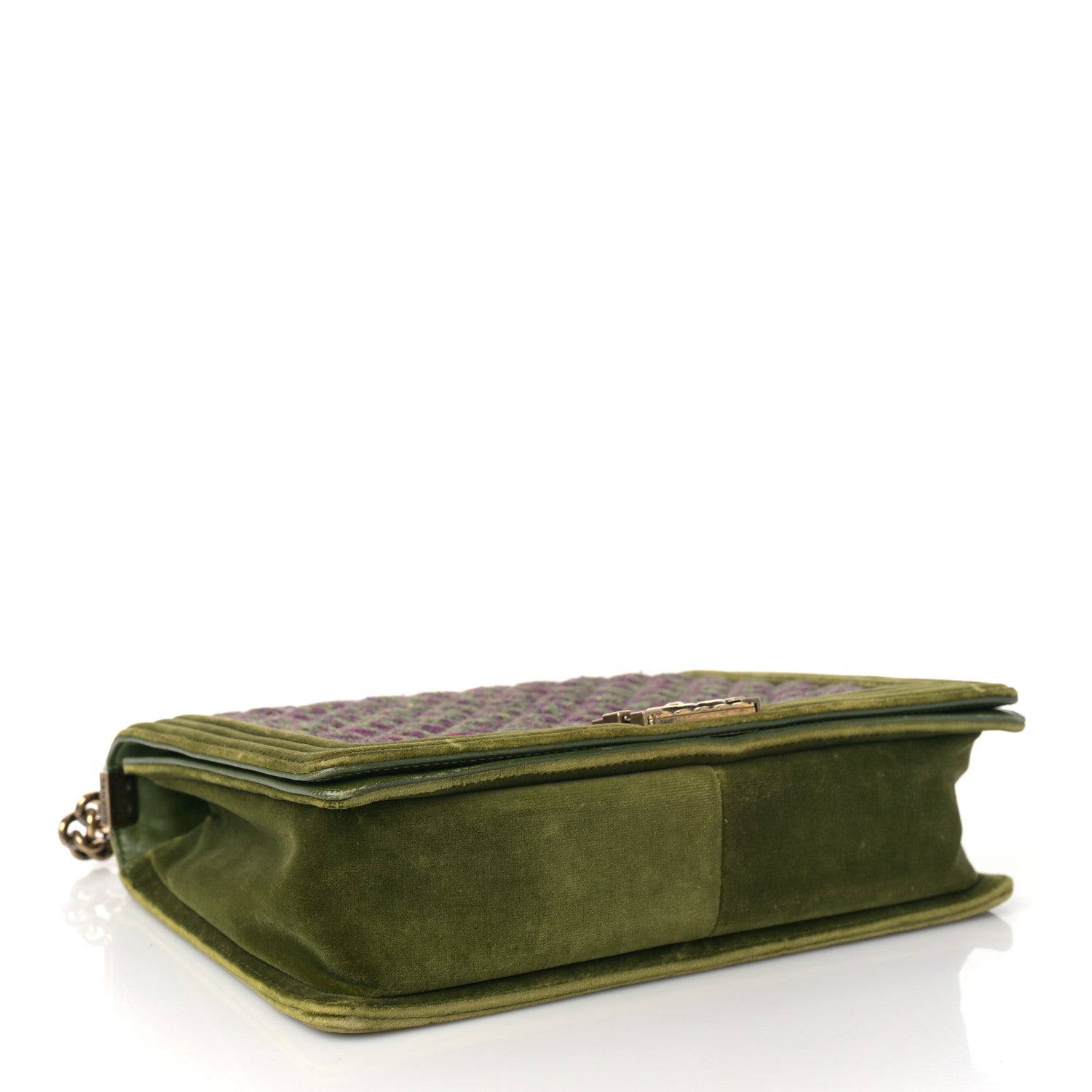 Chanel Velvet Tweed Large Boy Flap Green 4 of 12