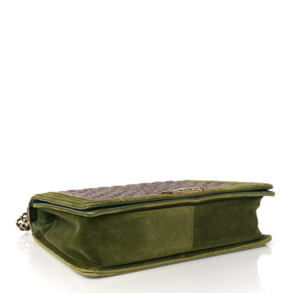 Chanel Velvet Tweed Large Boy Flap Green 4 of 12