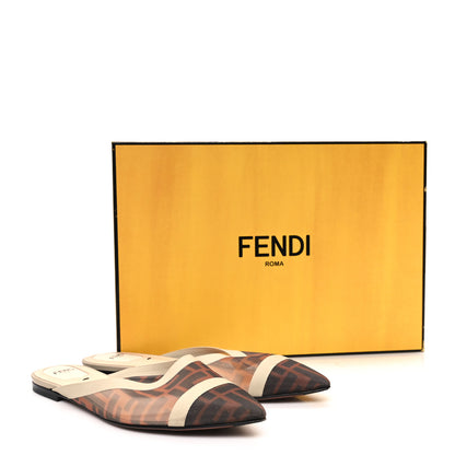 Fendi Technical Mesh Vitello FF Colibri Flat Mules 39 Tobacco Moro Camelia 10 of 10