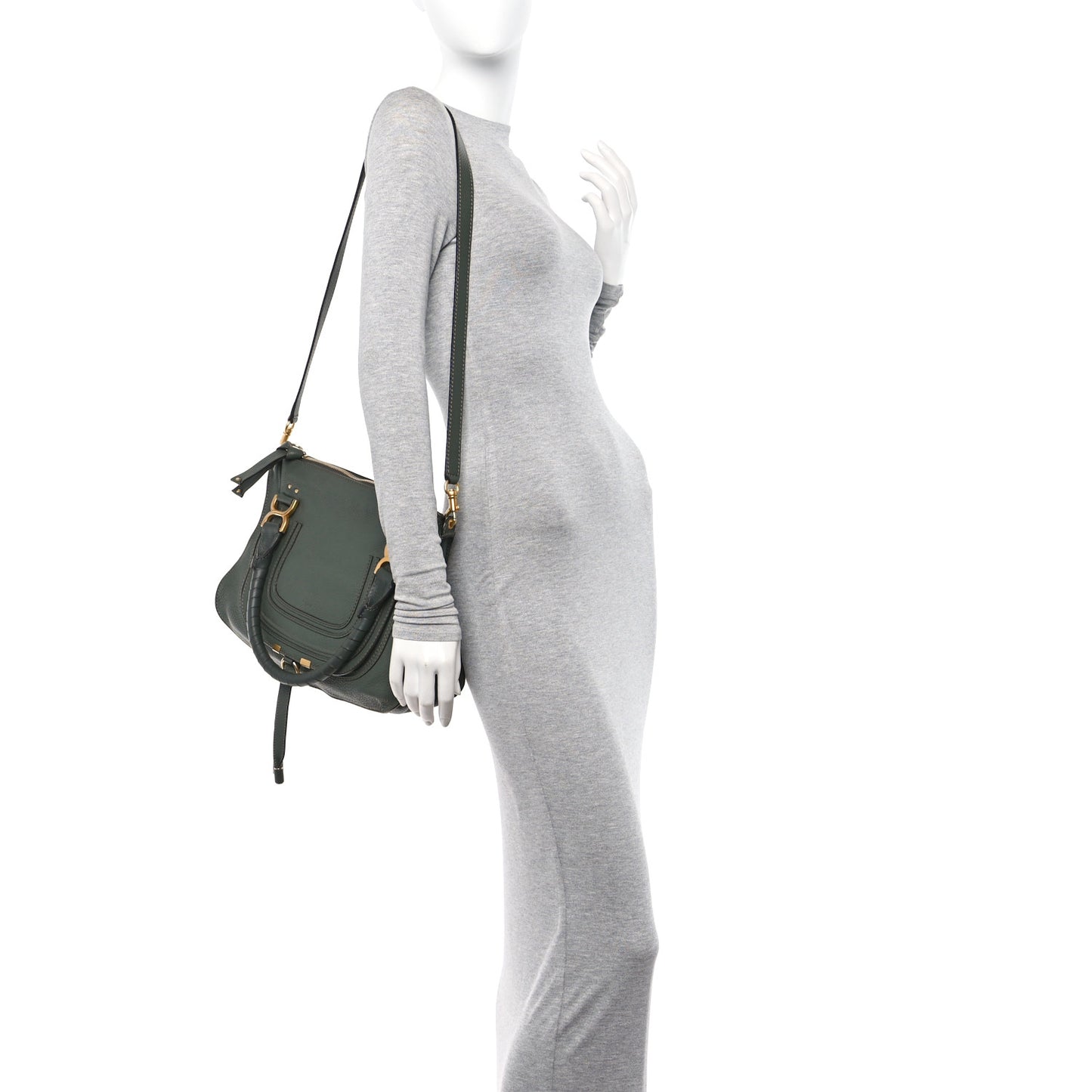 Calfskin Medium Marcie Satchel Midnight Green