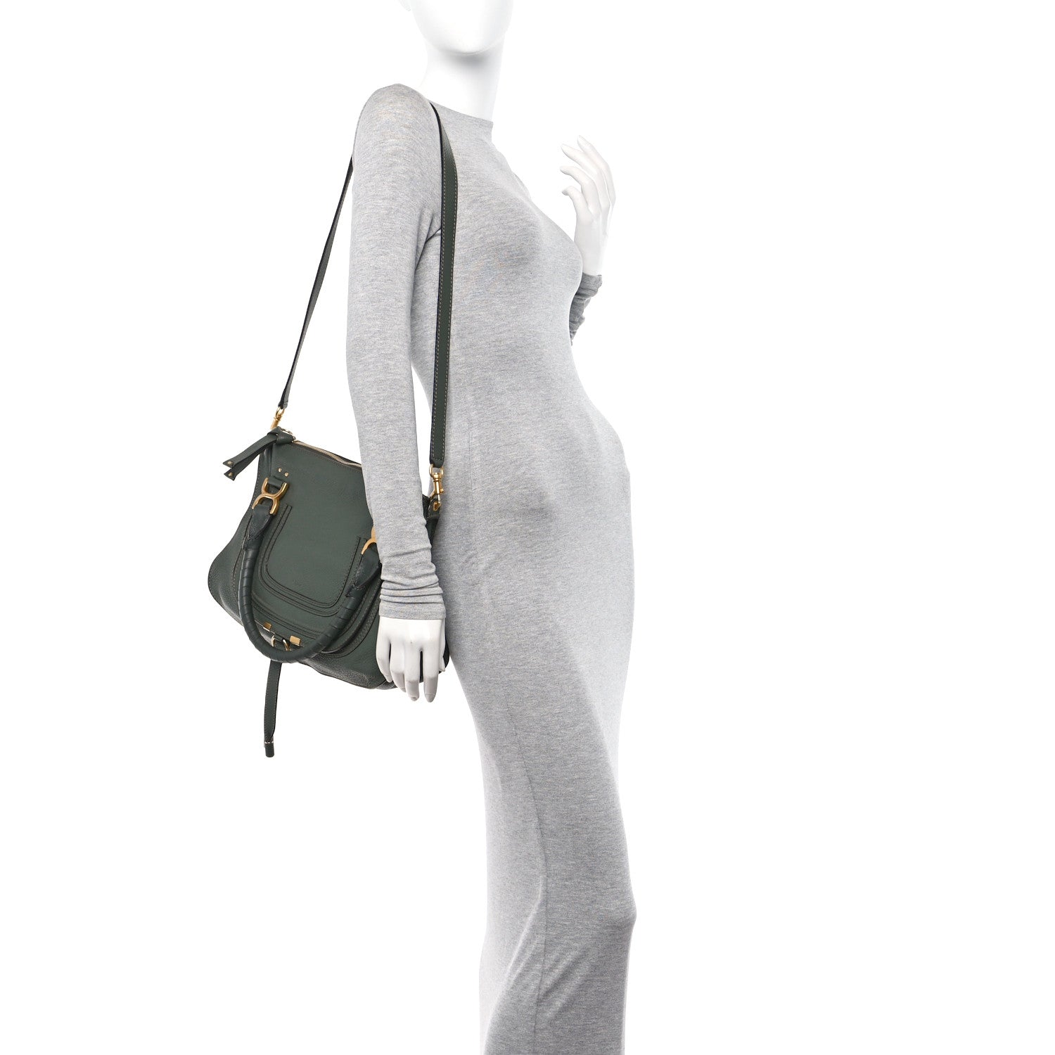 Chloe Calfskin Medium Marcie Satchel Midnight Green 2 of 11