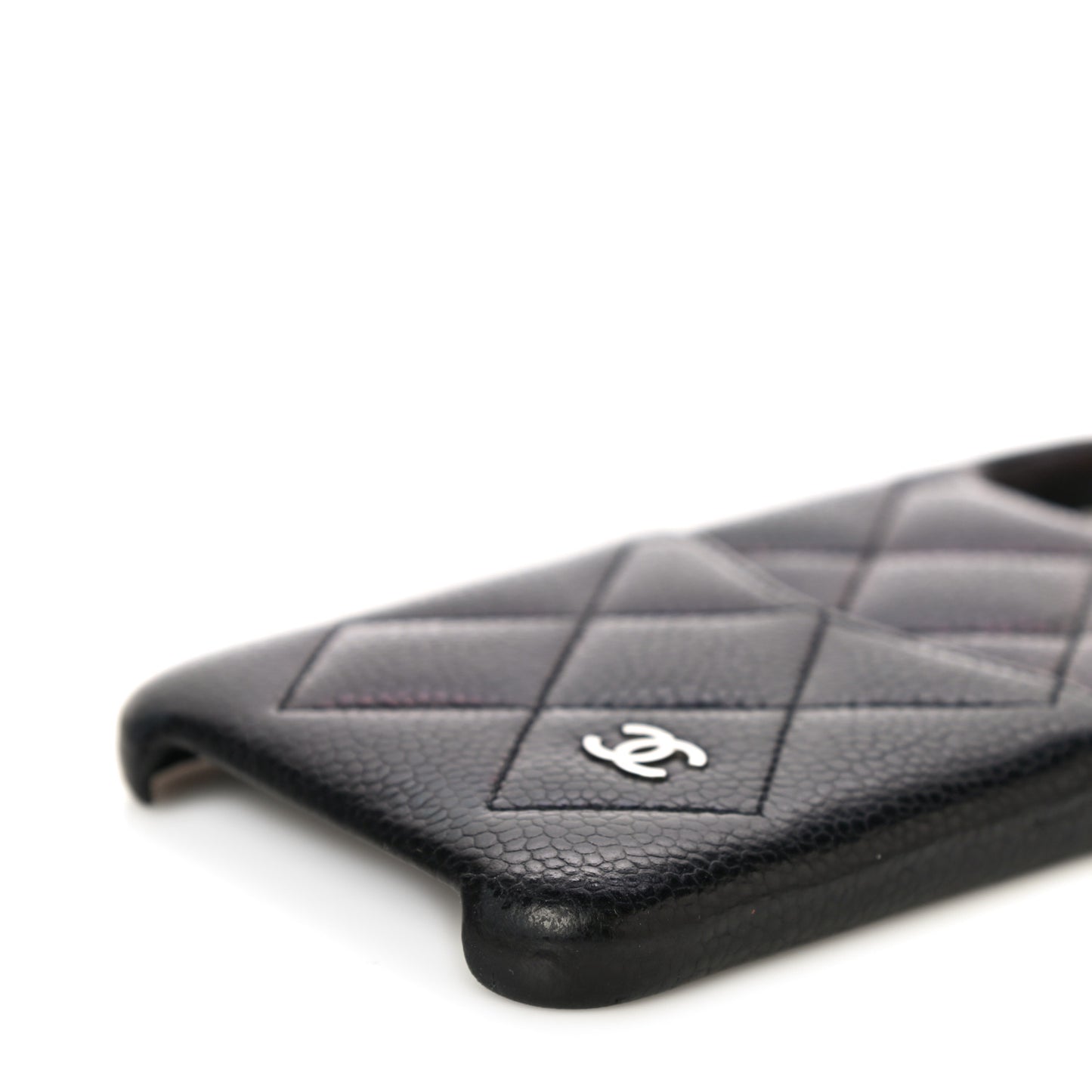 Caviar Quilted iPhone 11 Tech Case Black Burgundy