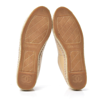 Chanel Lambskin CC Espadrilles 37 Beige Black 7 of 7
