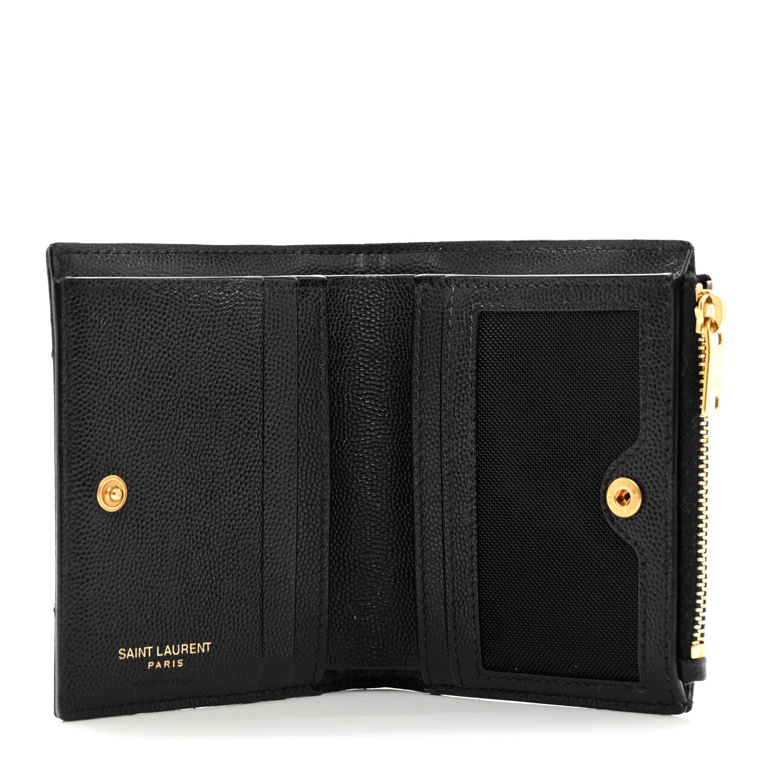 Saint Laurent Grain De Poudre Matelasse Chevron Monogram Zipped Card Case Black 5 of 6
