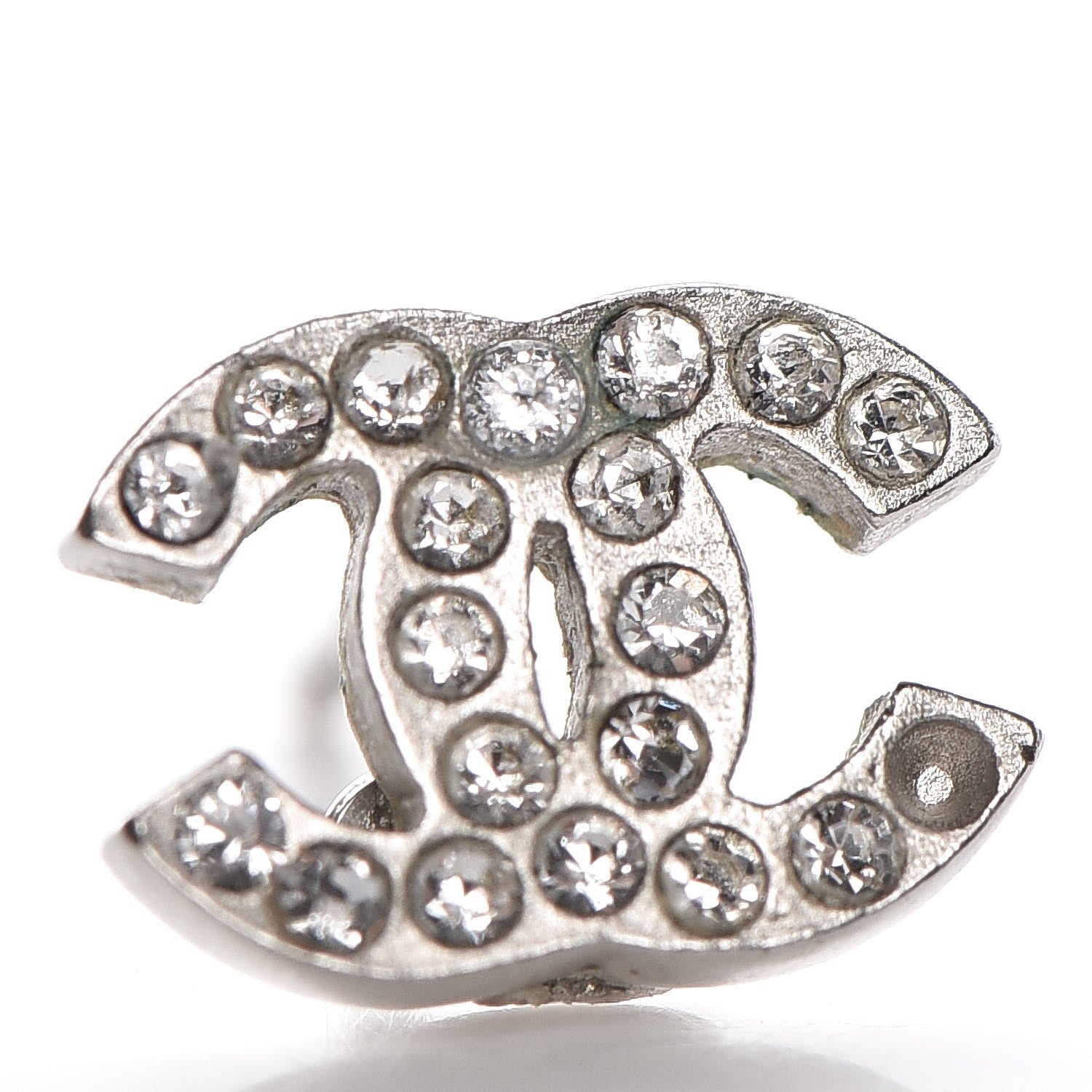 Chanel Crystal Mini Timeless CC Earrings Silver 5 of 6