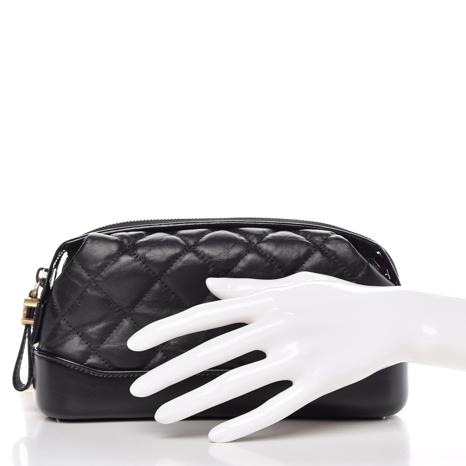 Chanel Aged Calfskin Quilted Gabrielle Cosmetic Case Black 2 of 8