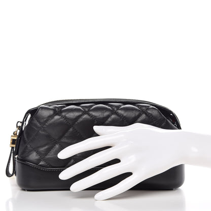 Chanel Aged Calfskin Quilted Gabrielle Cosmetic Case Black 2 of 8