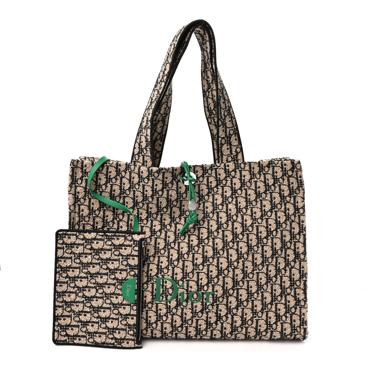 Cotton Oblique Large Spongy Book Tote  Beige Black