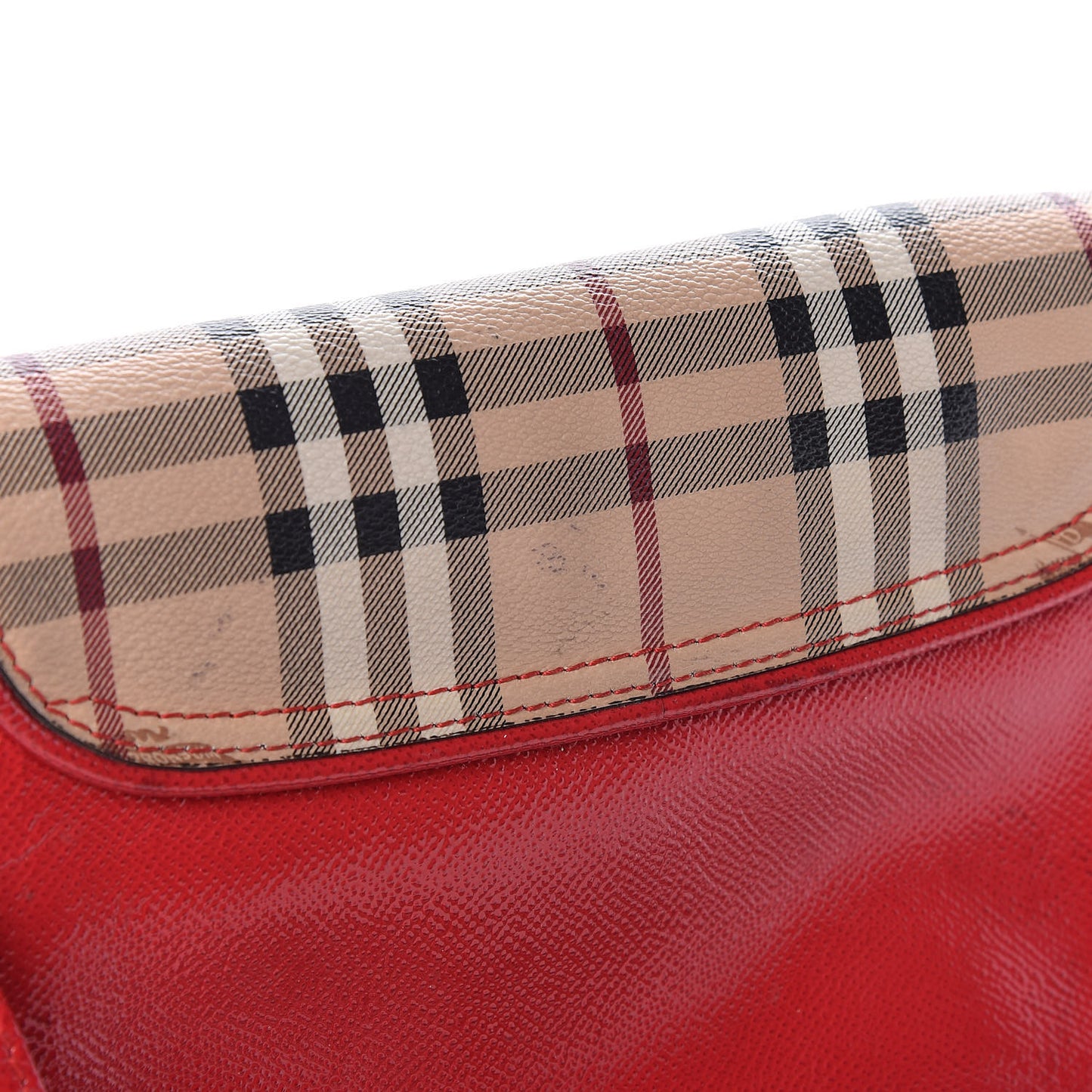 Patent Calfskin Haymarket Check Maydown Crossbody Bag Red