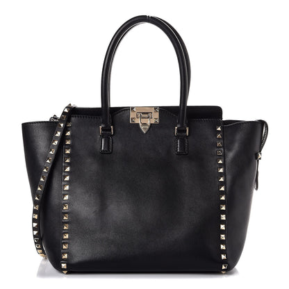 Valentino Garavani Vitello Rockstud Double Handle Tote Black 1 of 8