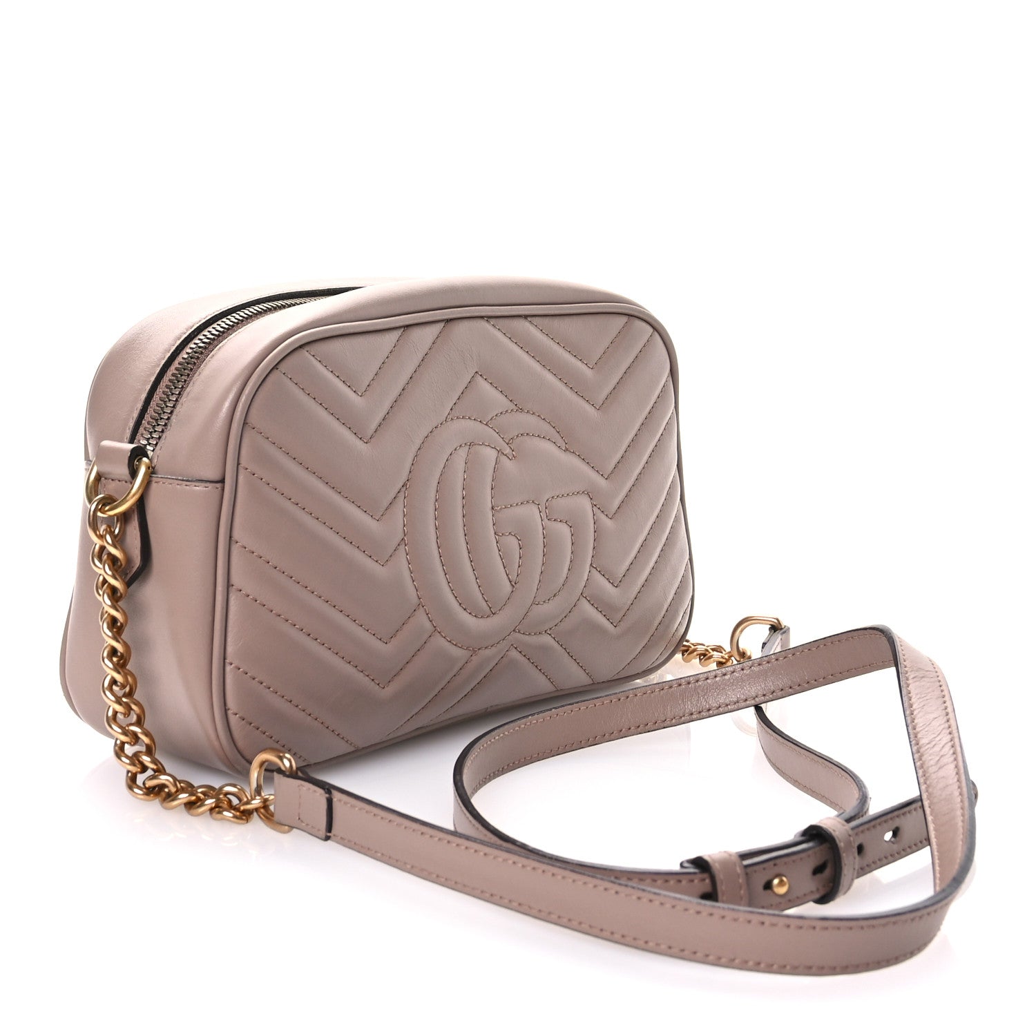 Gucci Calfskin Matelasse Small GG Marmont Chain Shoulder Bag Porcelain Rose 3 of 12
