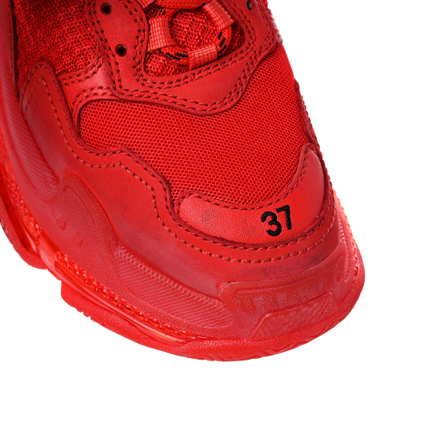Fabric Mesh Clear Sole Womens Triple S Sneakers 37 Rouge Vif