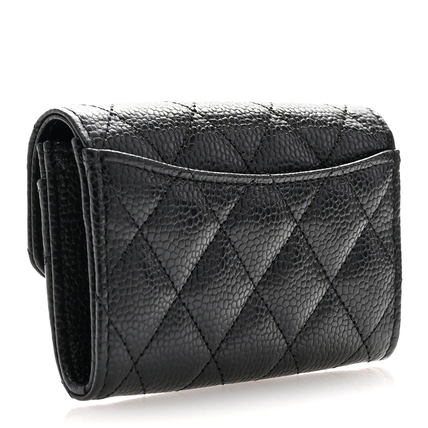 Chanel Caviar Quilted Flap Card Holder Wallet Black 3 of 9