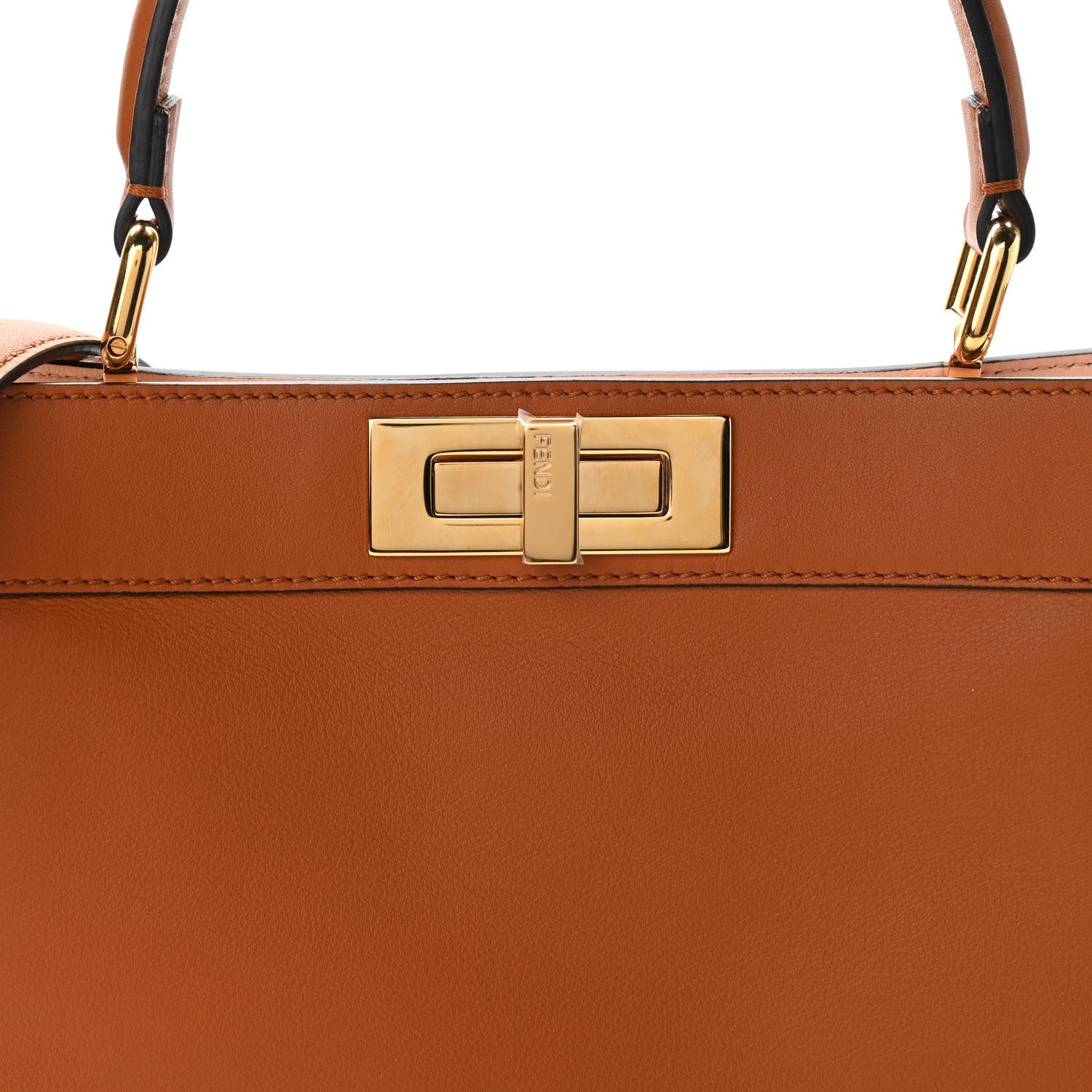 Fendi Vitello Seta Shiny Nappa Medium Peekaboo I SEE U Satchel Brandy Light Rose 9 of 11