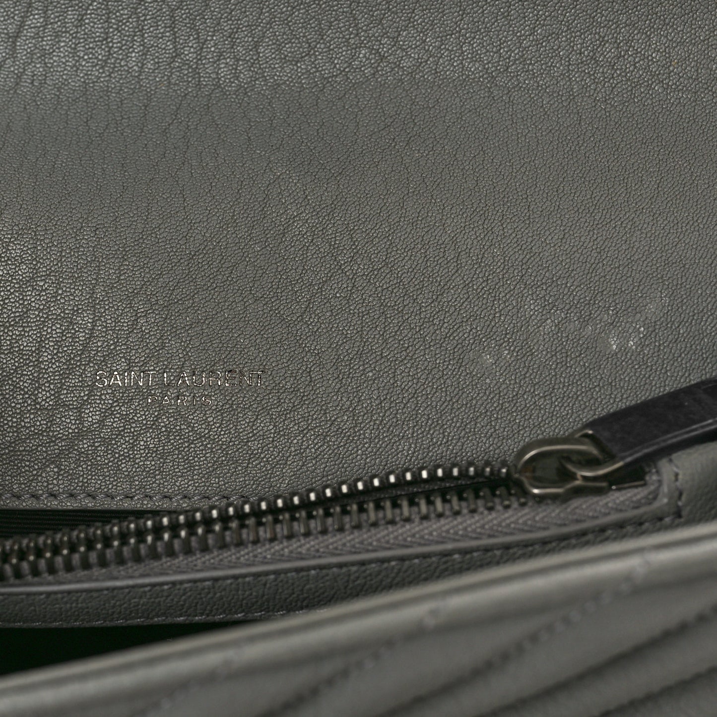 Sheepskin Matelasse Chevron Monogram Medium College Bag New Stone Grey