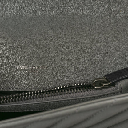 Saint Laurent Sheepskin Matelasse Chevron Monogram Medium College Bag New Stone Grey 6 of 15