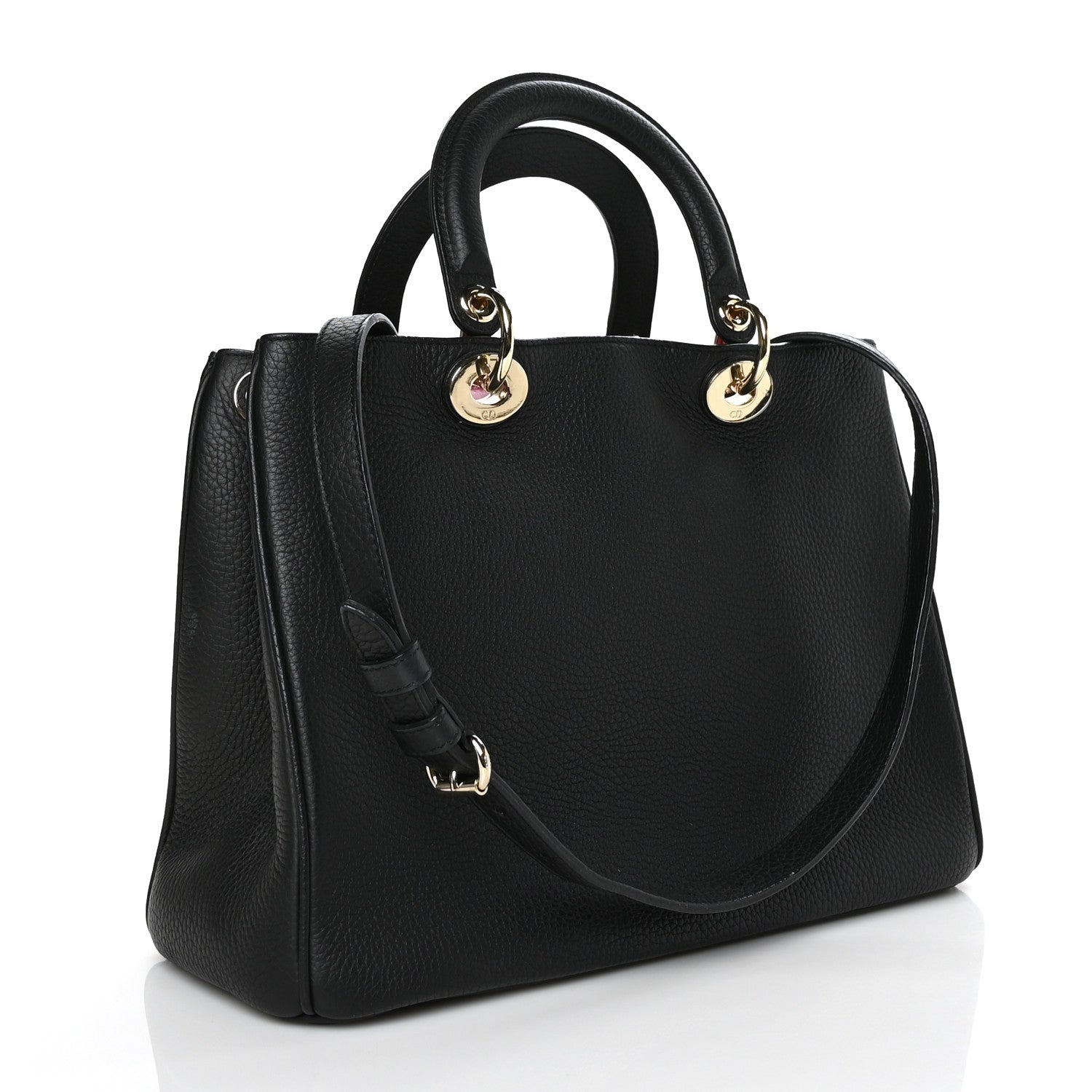 Christian Dior Bullcalf Medium Diorissimo Tote Black Rose Indien 4 of 9
