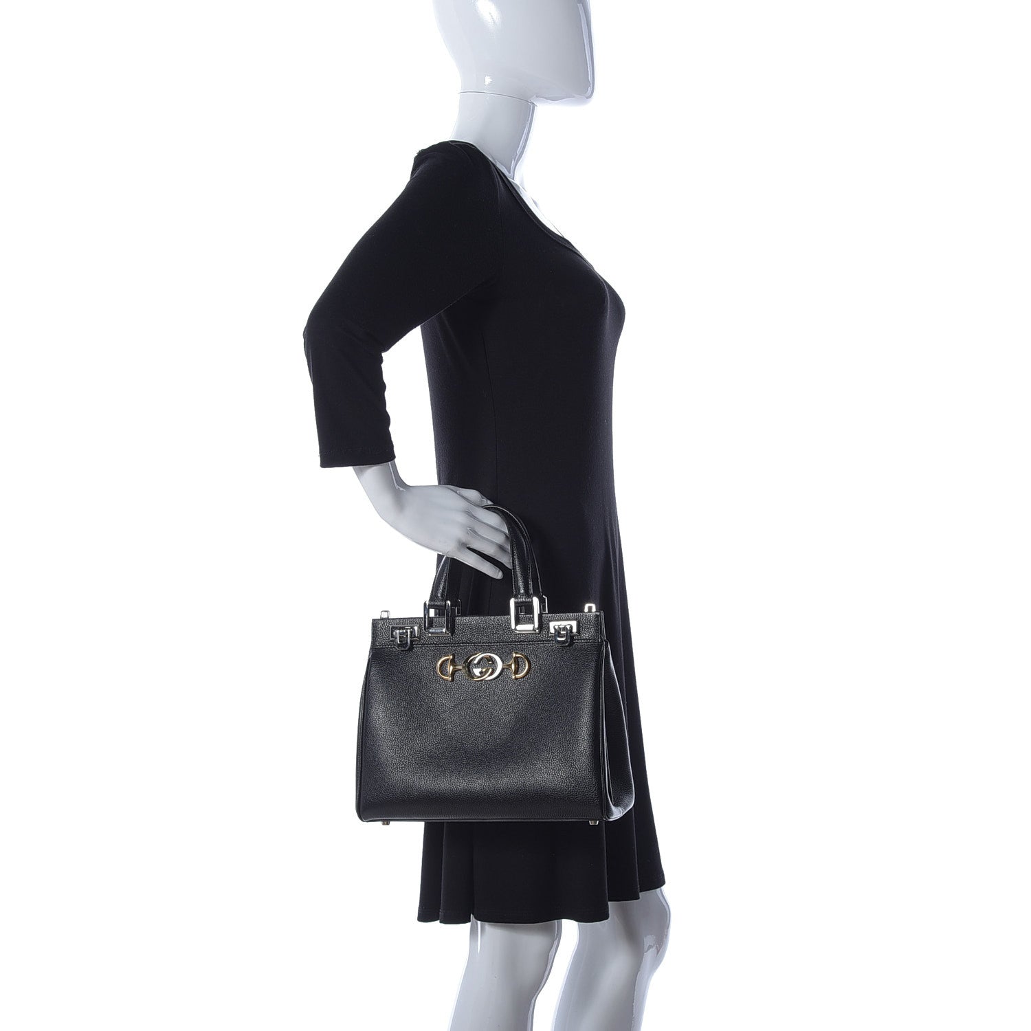 Gucci Grainy Calfskin Small Zumi Top Handle Bag Black 3 of 16