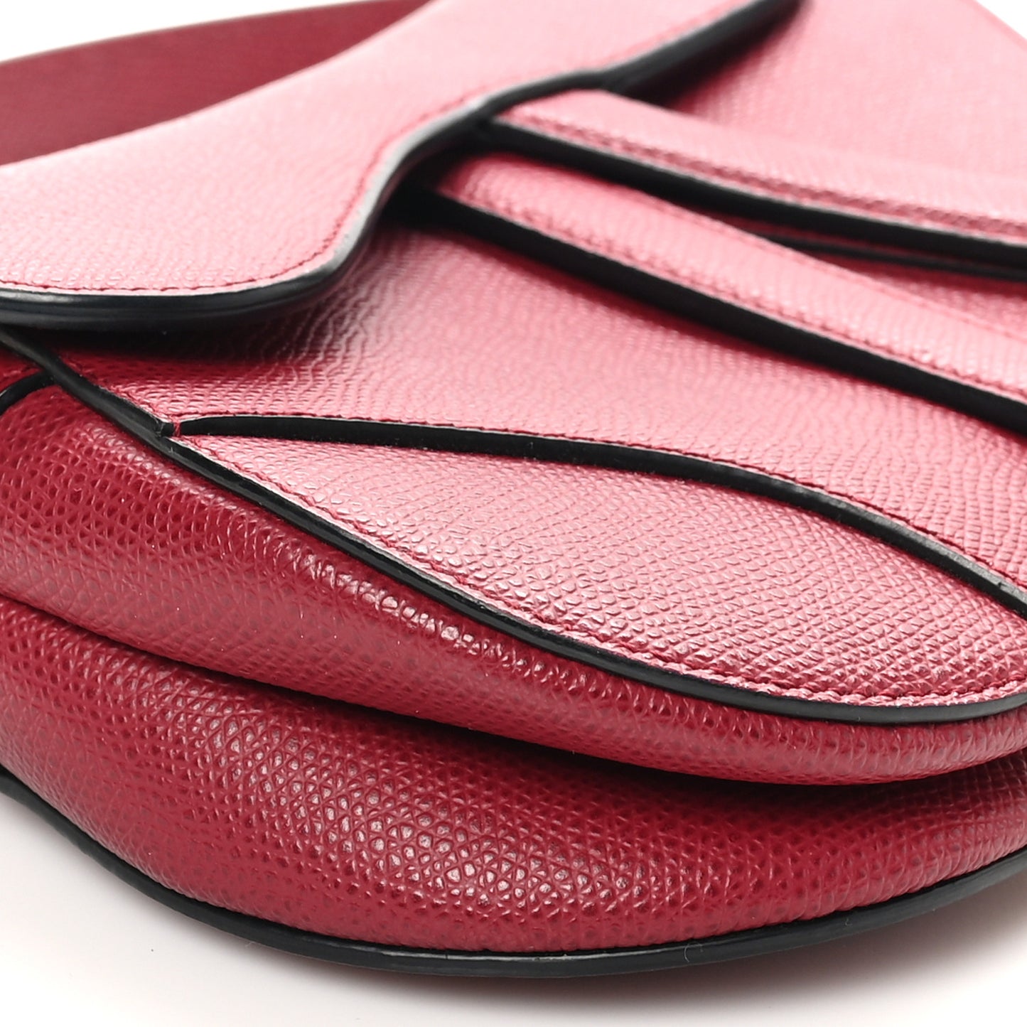 Grained Calfskin Mini Saddle Bag Red