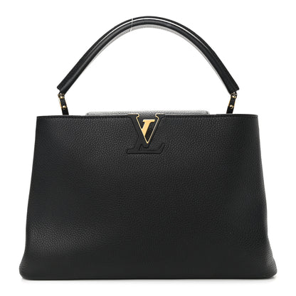 Louis Vuitton Taurillon Capucines MM Black Fuchsia 1 of 12