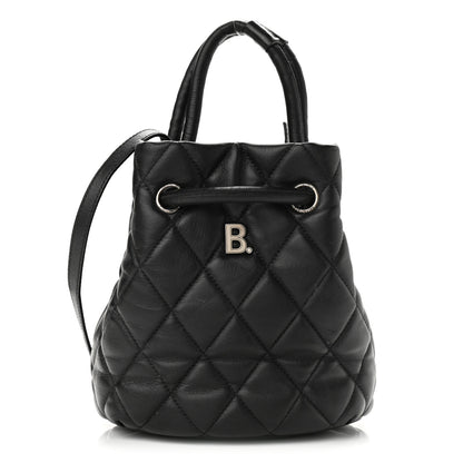 Balenciaga Nappa Calfskin Quilted Touch B Bucket Bag Black 1 of 10