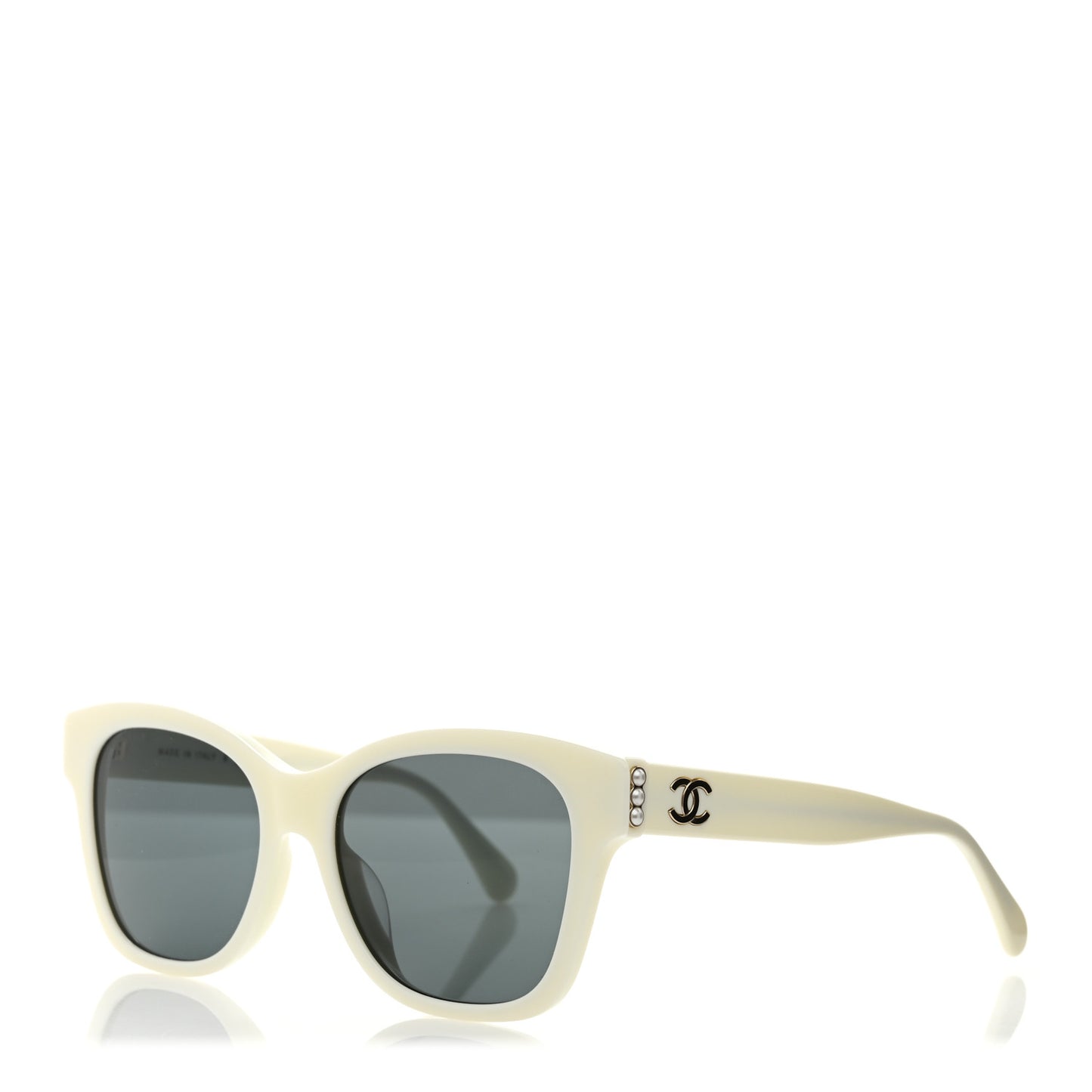 Acetate Polarized Pearl CC Square Sunglasses 5482-H-A White White