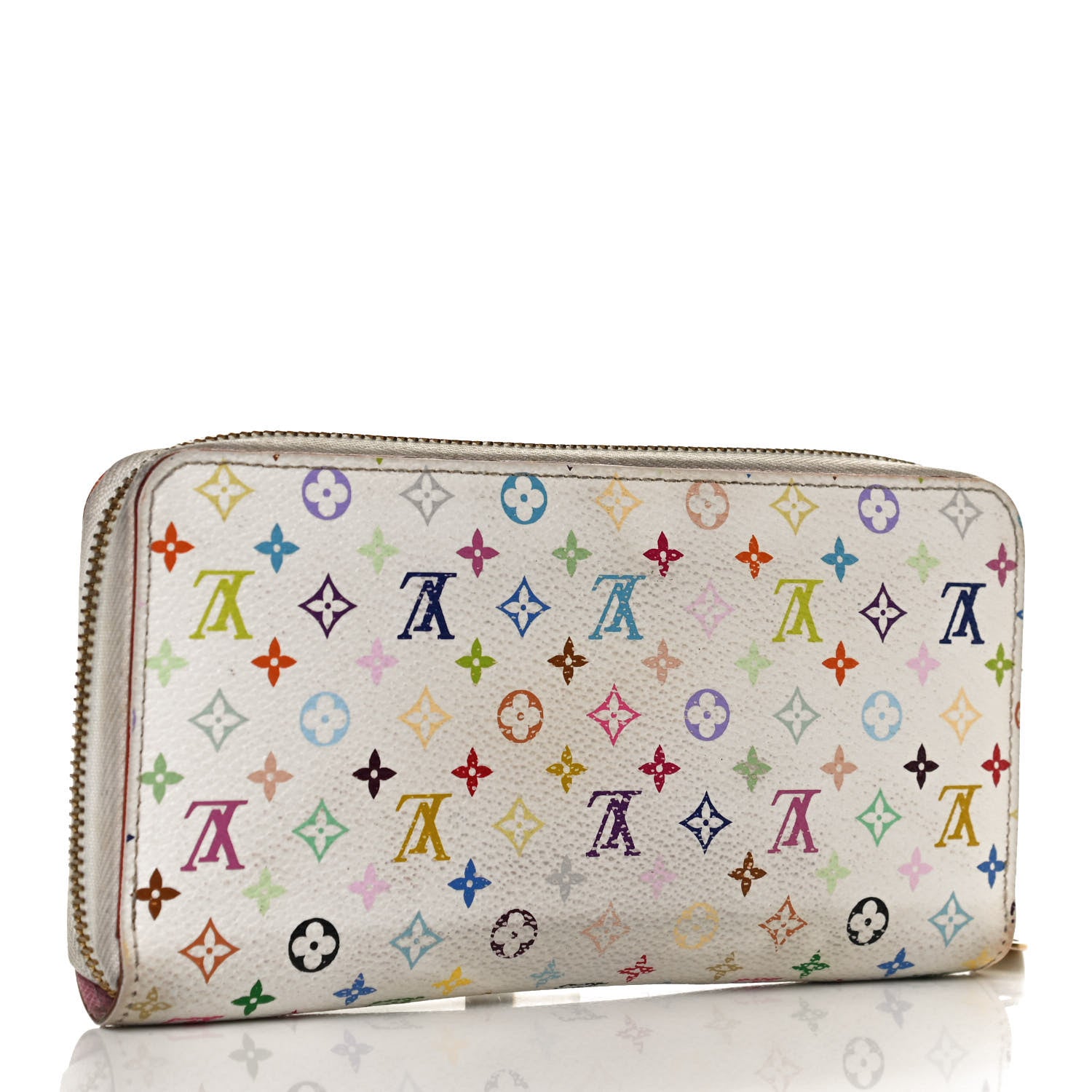 Louis Vuitton Monogram Multicolor Zippy Wallet White Litchi 3 of 9