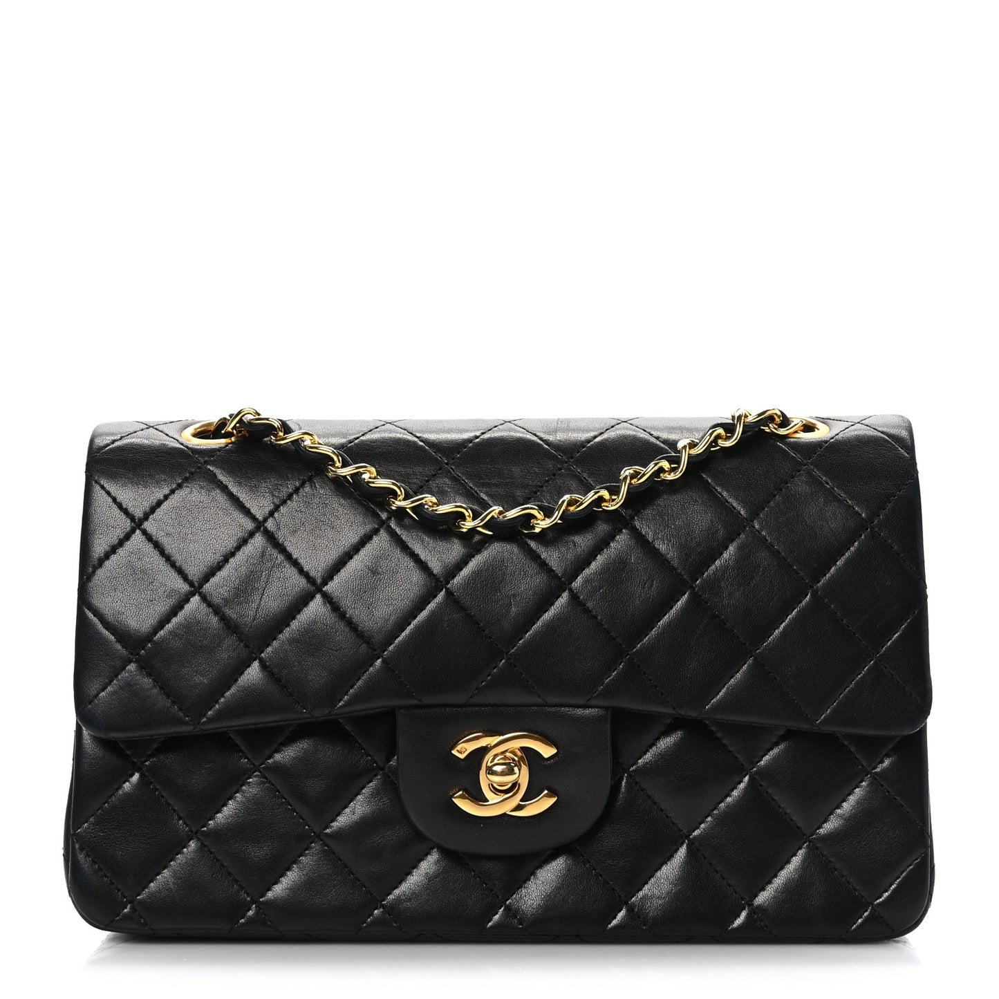Lambskin Quilted Small Double Flap Black