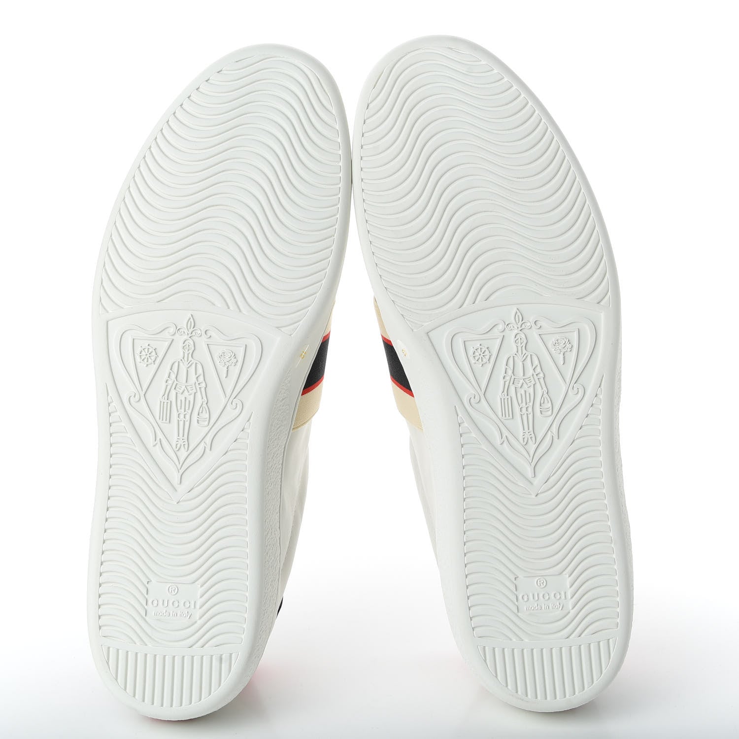 Gucci Calfskin Stripe Mens New Ace Sneakers 12 White Ecru Red Flame 5 of 11