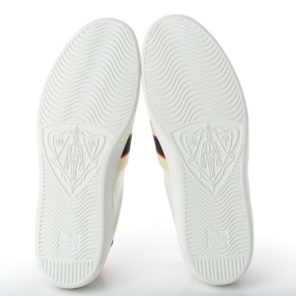 Gucci Calfskin Stripe Mens New Ace Sneakers 12 White Ecru Red Flame 5 of 11