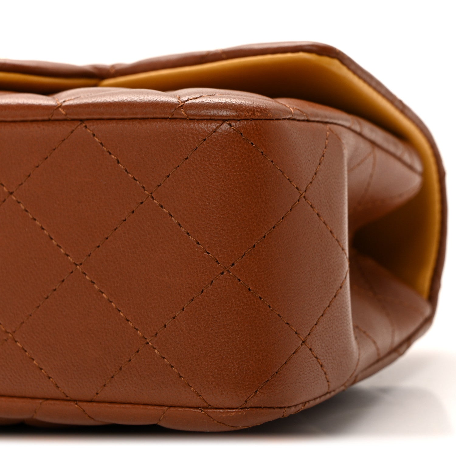 CHANEL ブラウン キルティング バッグ Chanel Lambskin Quilted Bi-Color Mini Top Handle Rectangular Flap