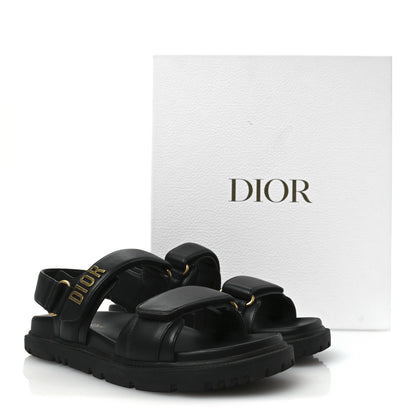 Christian Dior Lambskin Dioract 10mm Sandals 37.5 Black 10 of 10