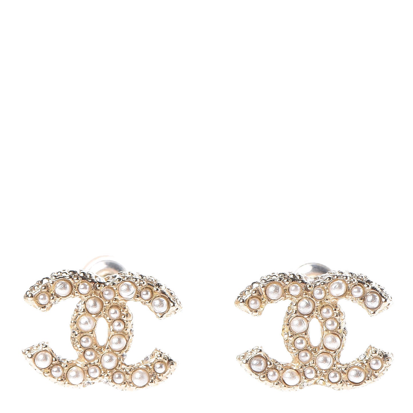 Pearl Crystal CC Earrings Gold