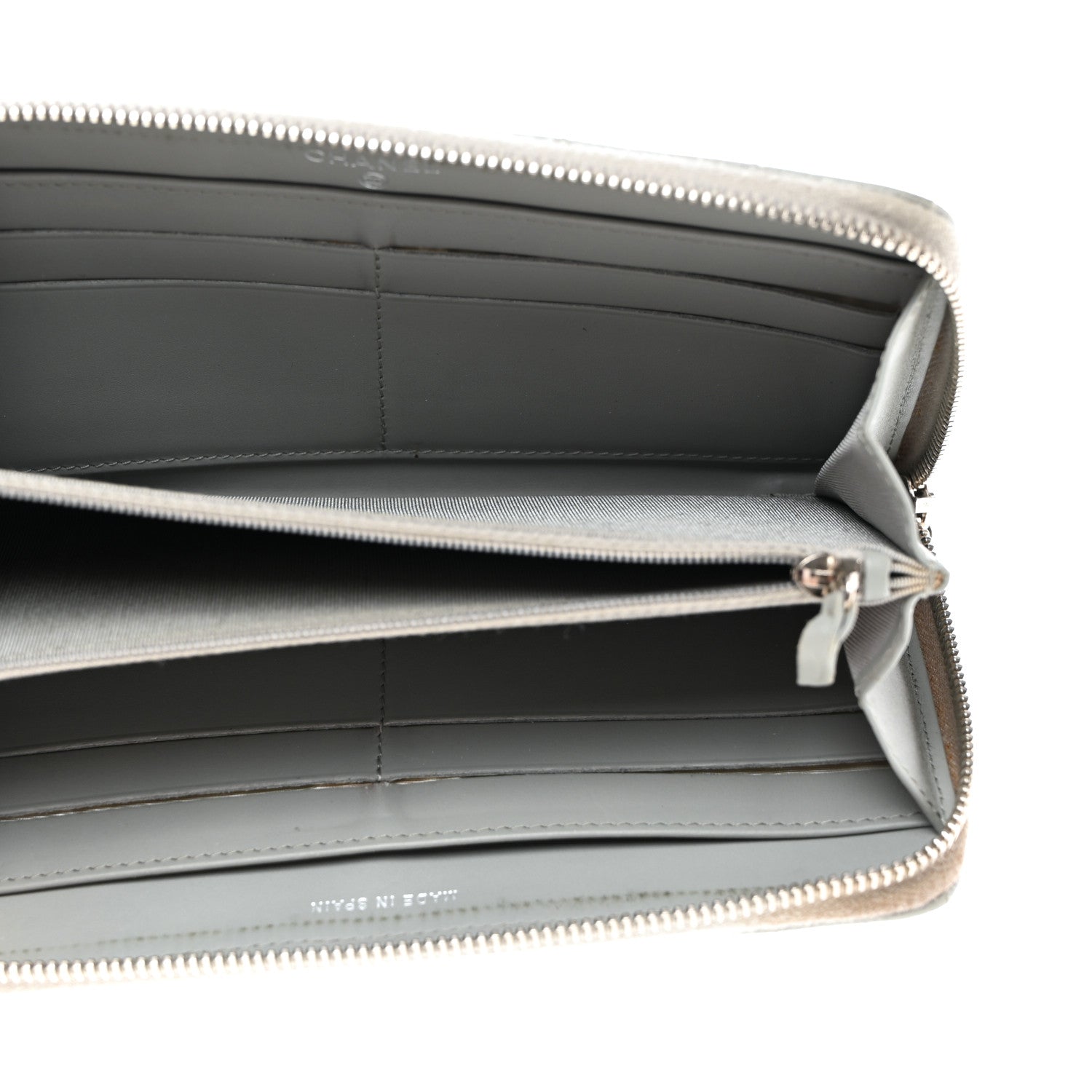 Chanel Caviar Quilted Large Gusset Zip Around Wallet Grey 5 of 12