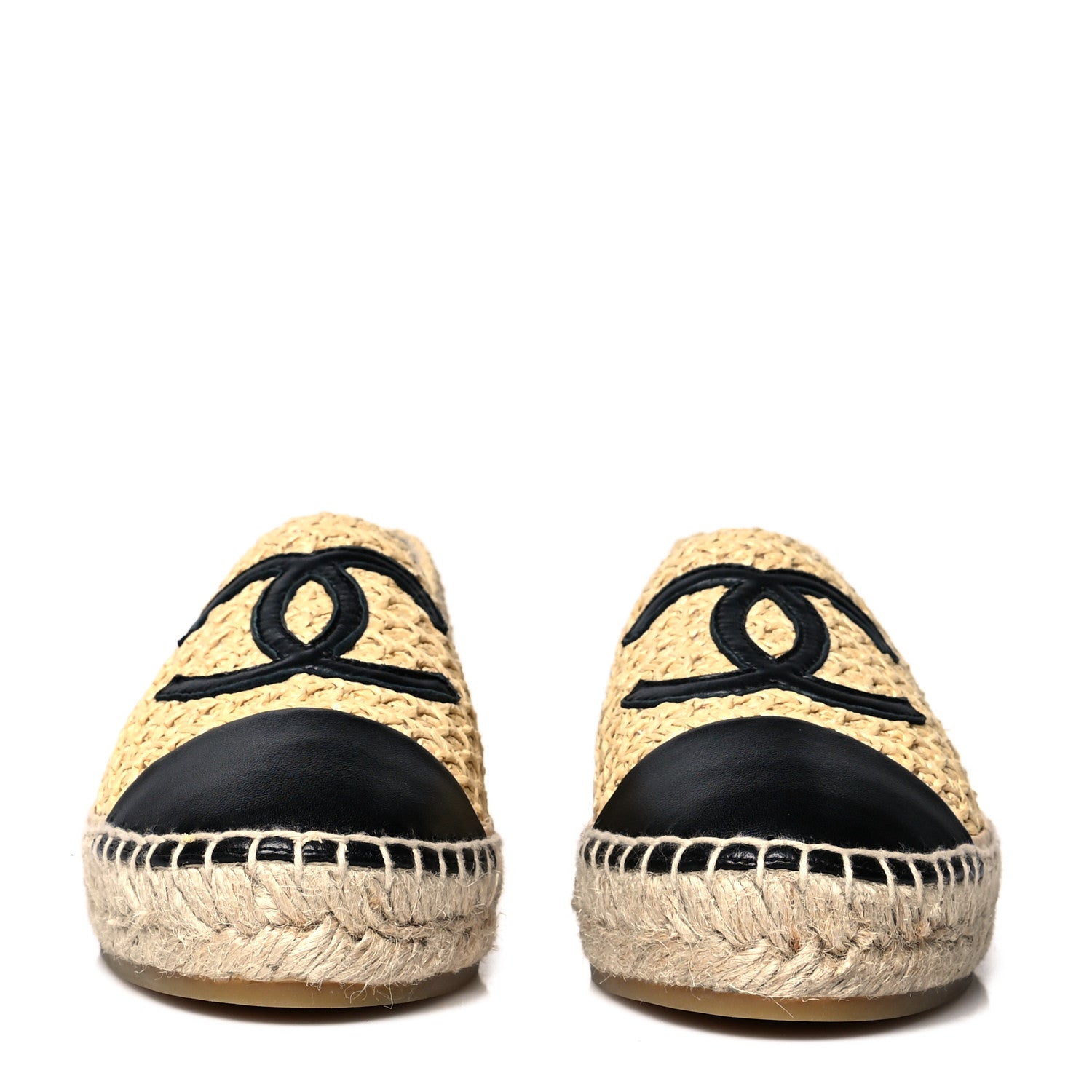 Chanel Braided Fabric Lambskin CC Espadrilles 36 Beige Black 2 of 8