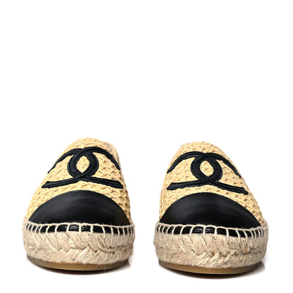 Chanel Braided Fabric Lambskin CC Espadrilles 36 Beige Black 2 of 8