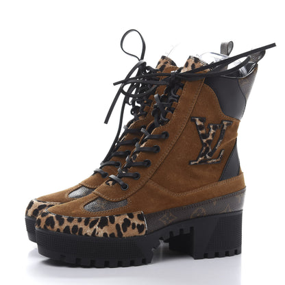 Louis Vuitton Suede Calfskin Monogram Laureate Platform Desert Boots 38.5 Cognac 3 of 8