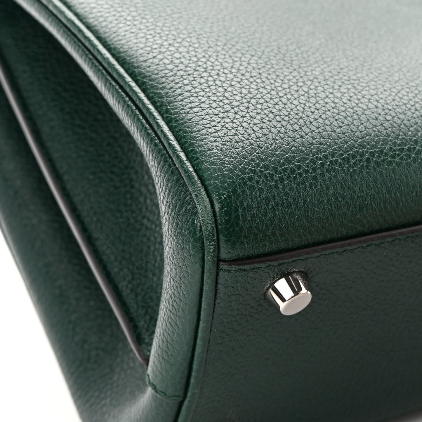 Grainy Calfskin Small Zumi Top Handle Bag Vintage Green