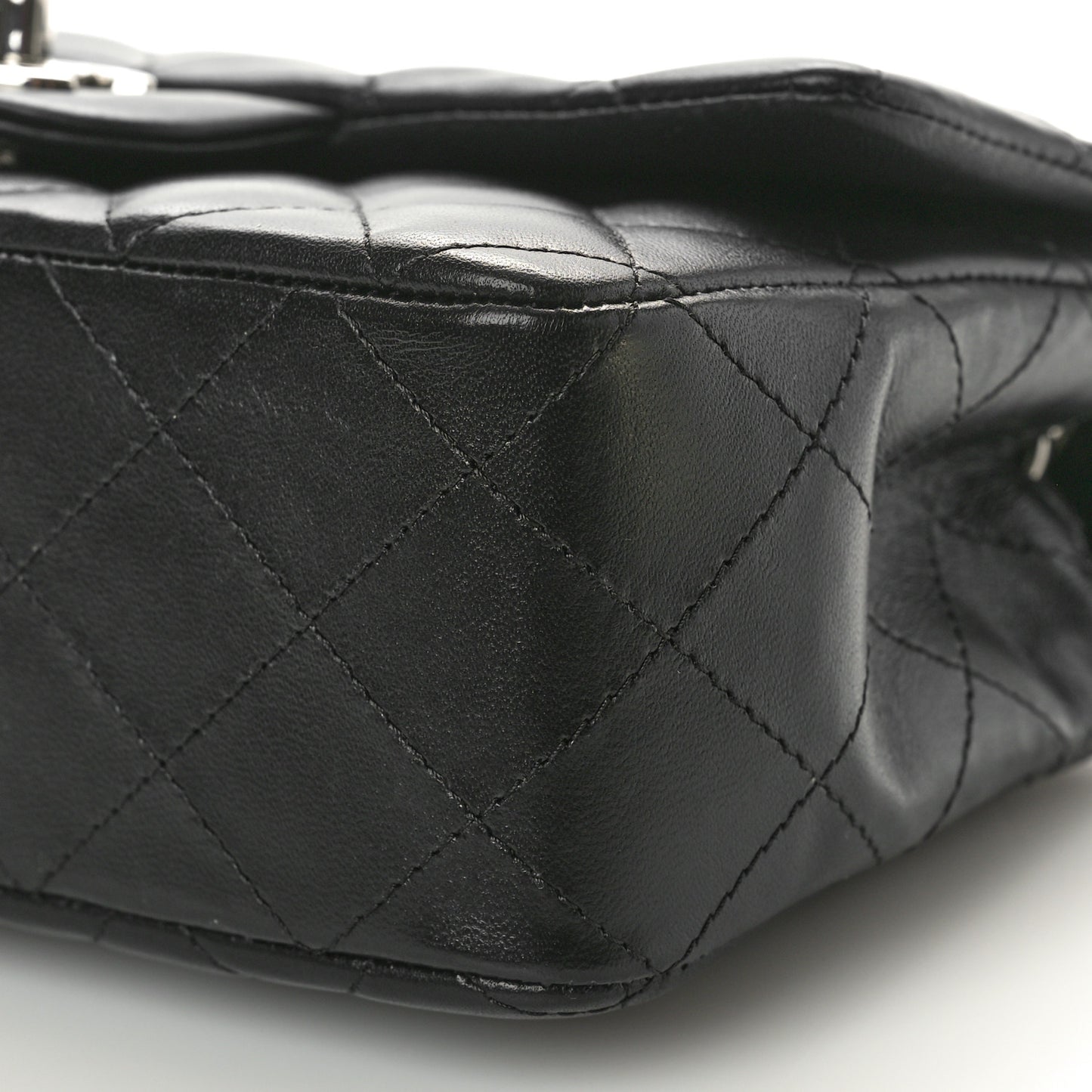 Lambskin Quilted Mini Rectangular Flap Black