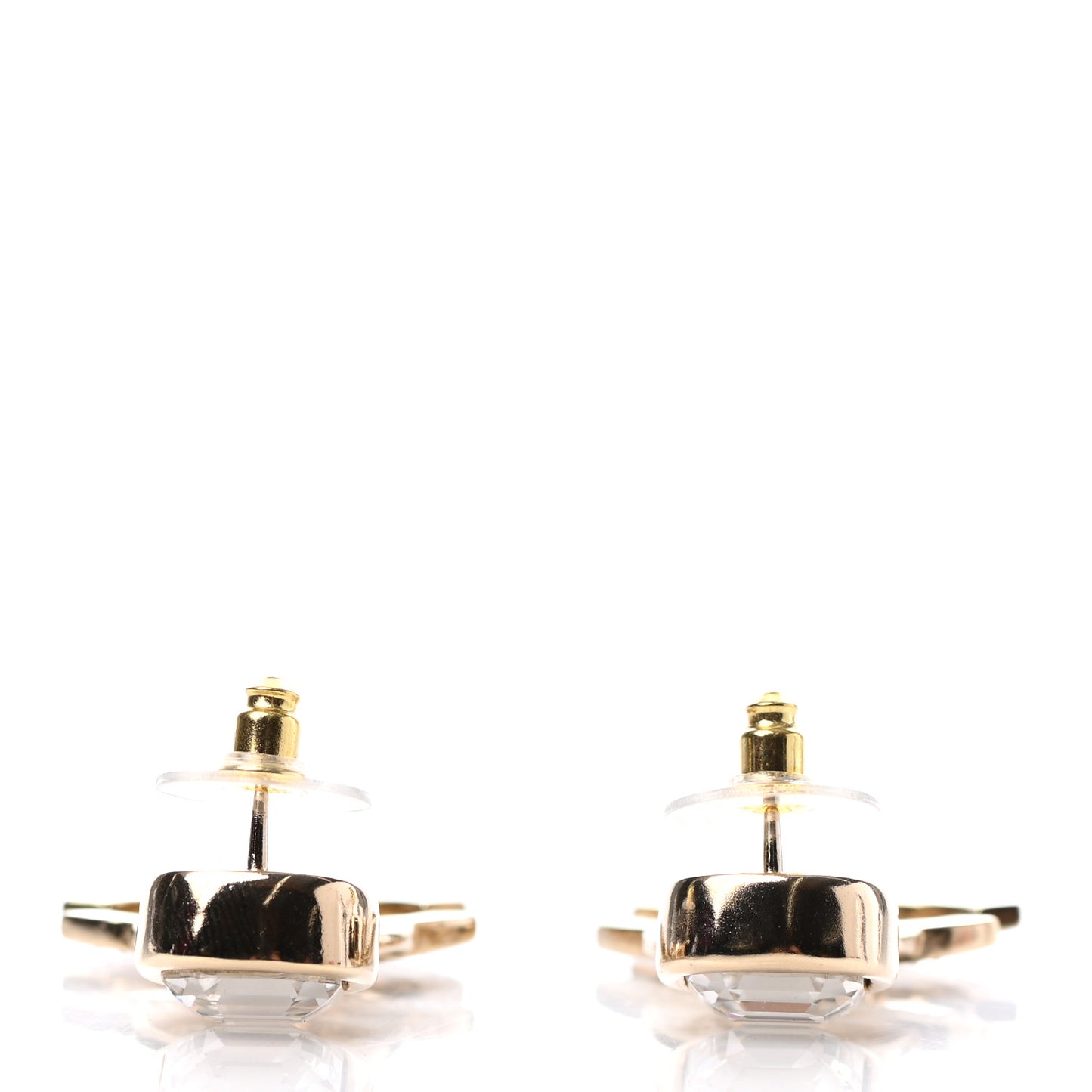 Crystal CC Drop Logo Earrings Gold