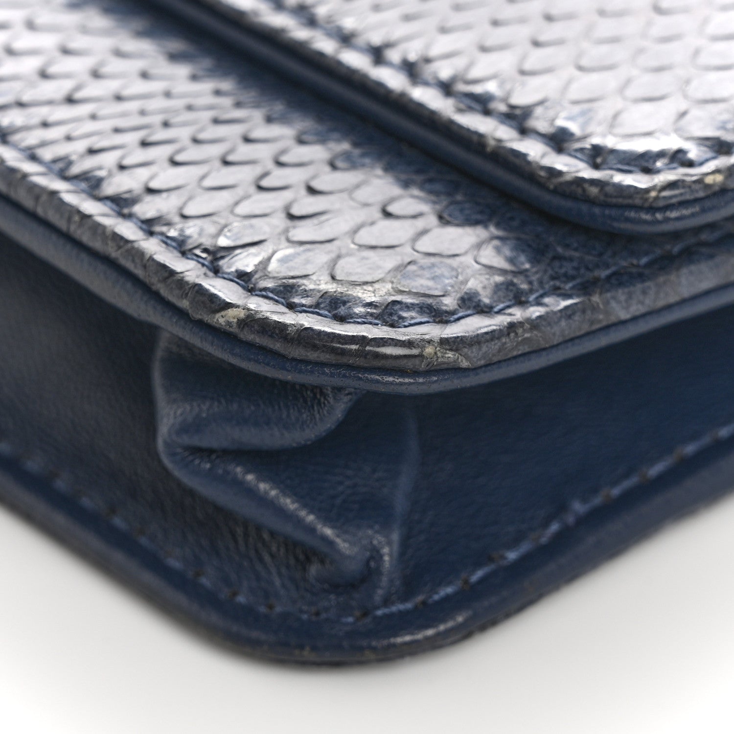 Chanel Snakeskin Wallet On Chain WOC Blue 12 of 18