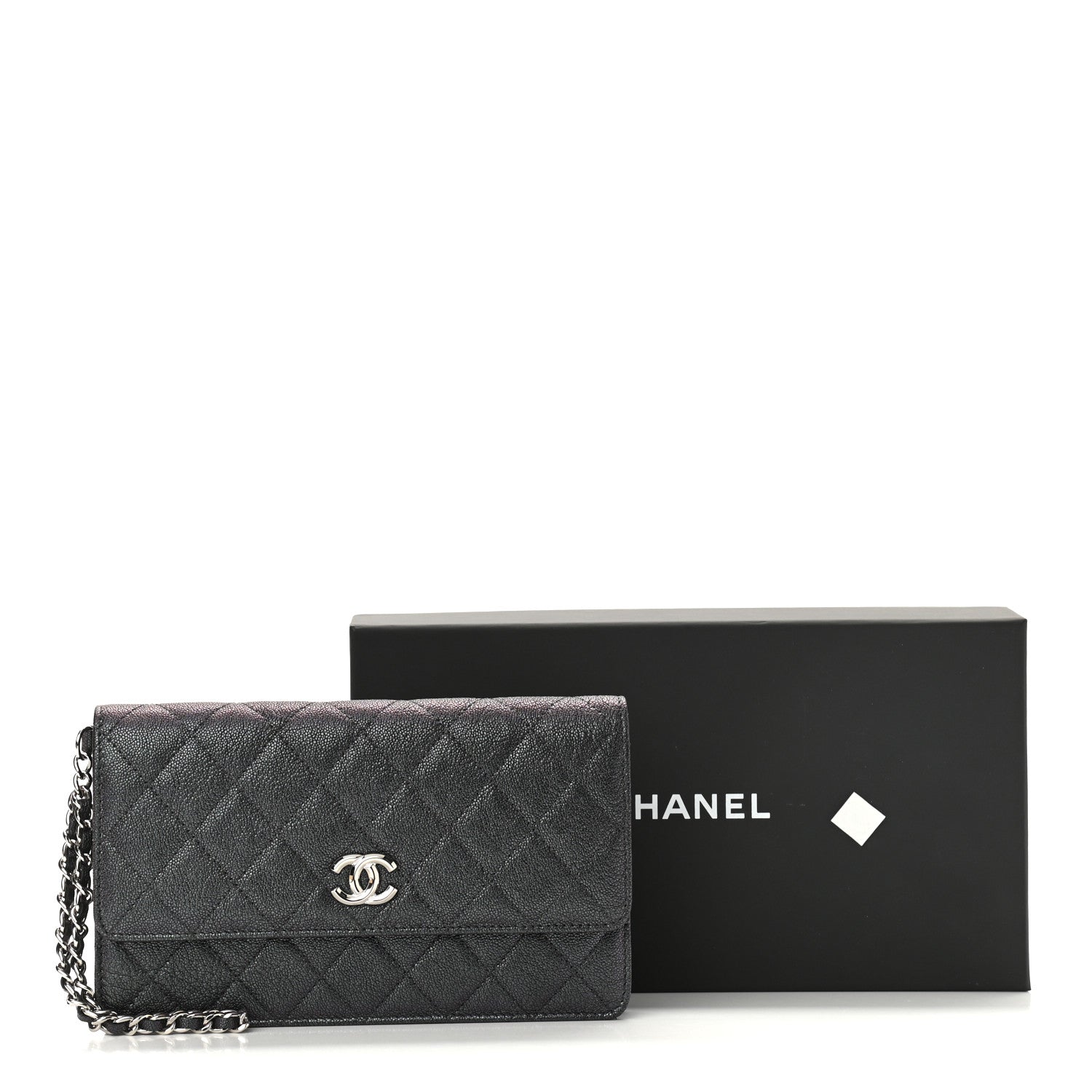 Chanel Iridescent Caviar Quilted Classic Pouch Clutch Black 13 of 13