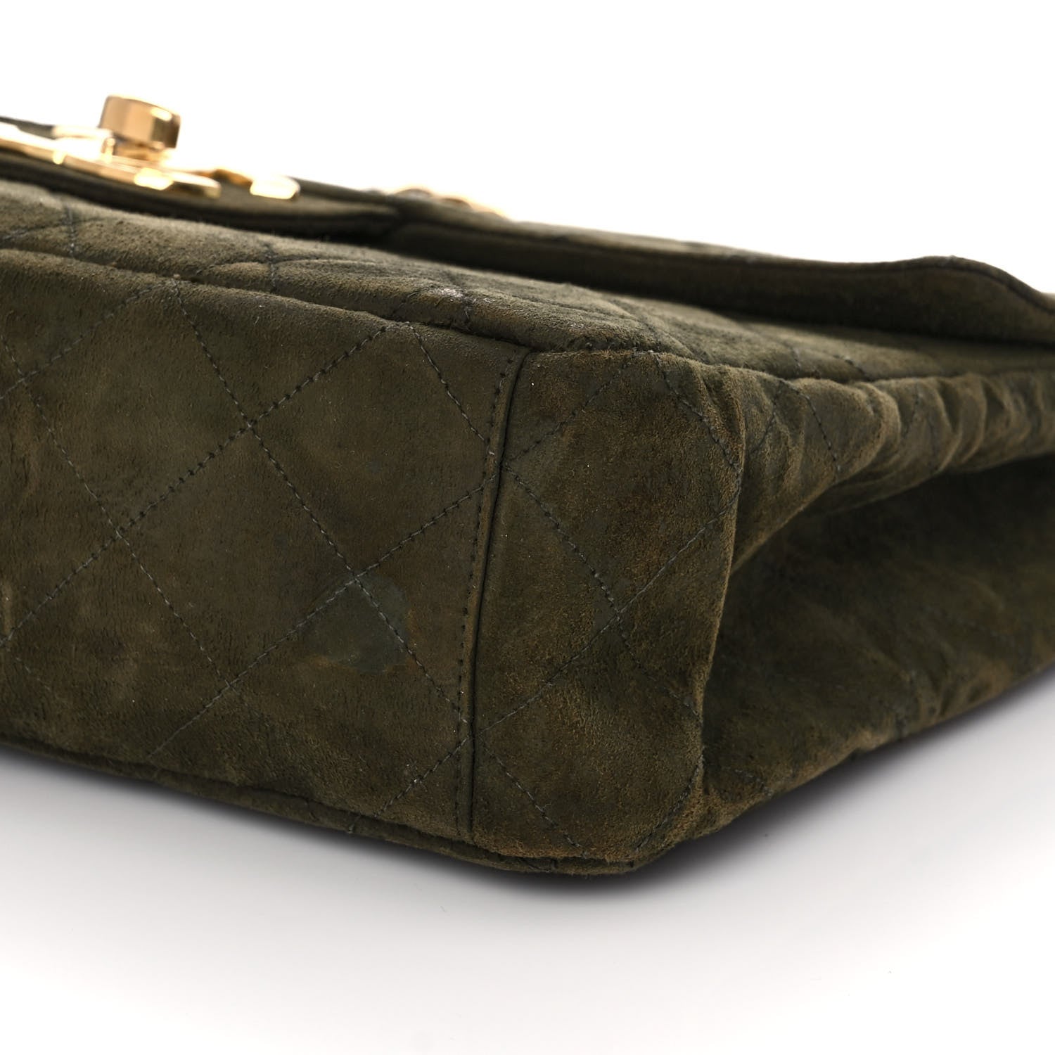Chanel Suede Quilted Jumbo XL Single Flap Green 9 of 12