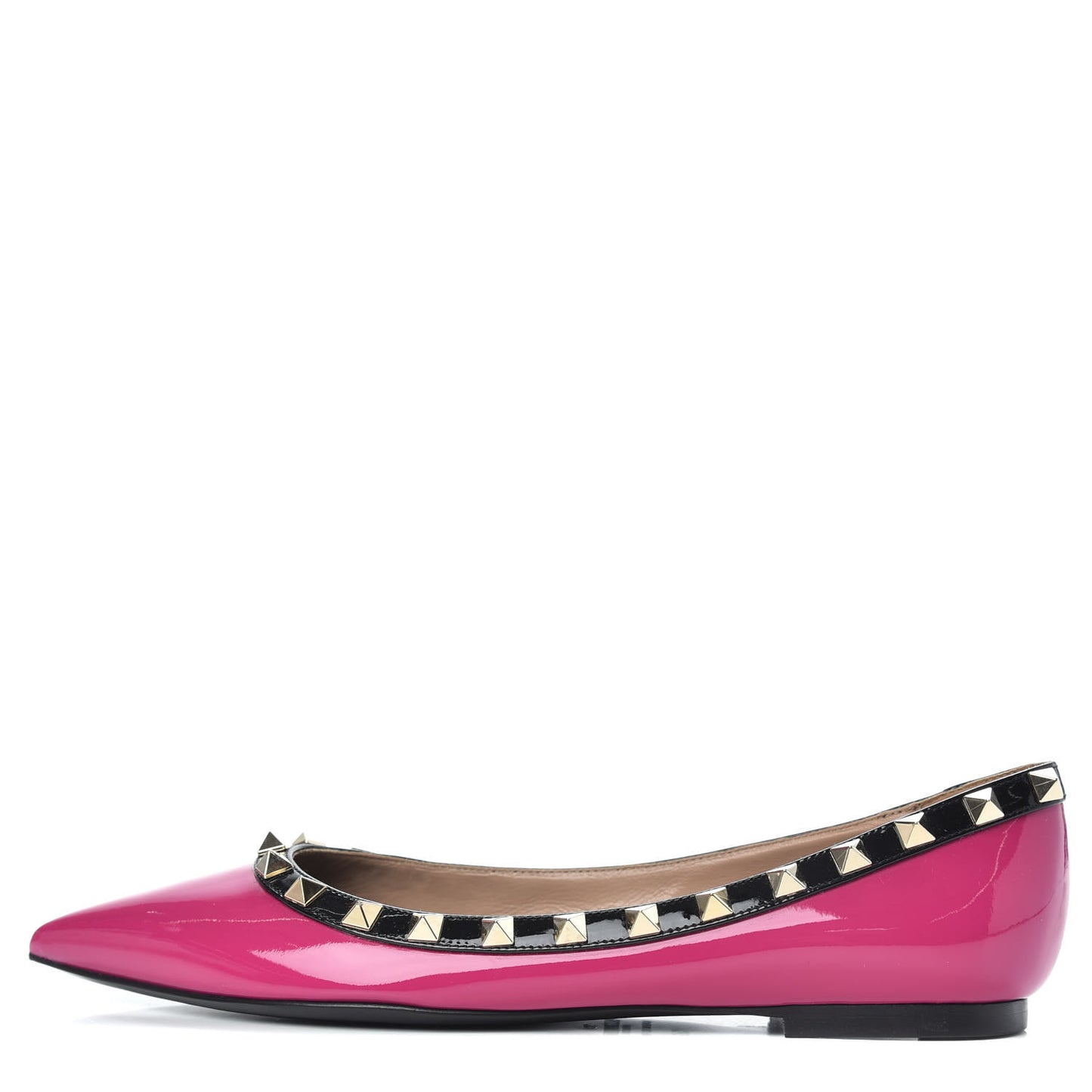 Patent Rockstud Ballerina Flats 36 Fuxia Black
