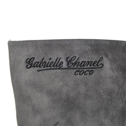 Chanel Suede Calfskin Satin Cap Toe Short Boots 39 Grey Black 9 of 12
