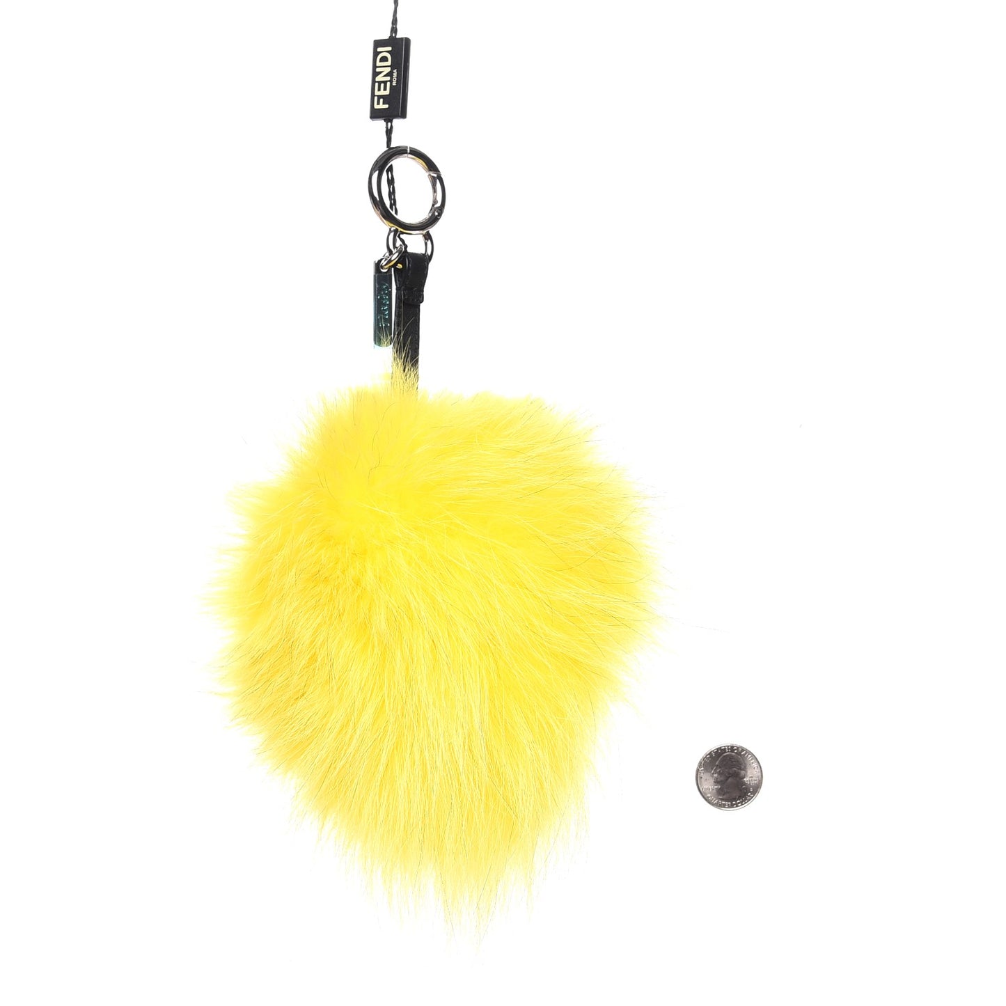 Fox Mink Rabbit Fur Vitello Dolce Flashy Monster Bag Bug Charm Giallo Fluo Multicolor