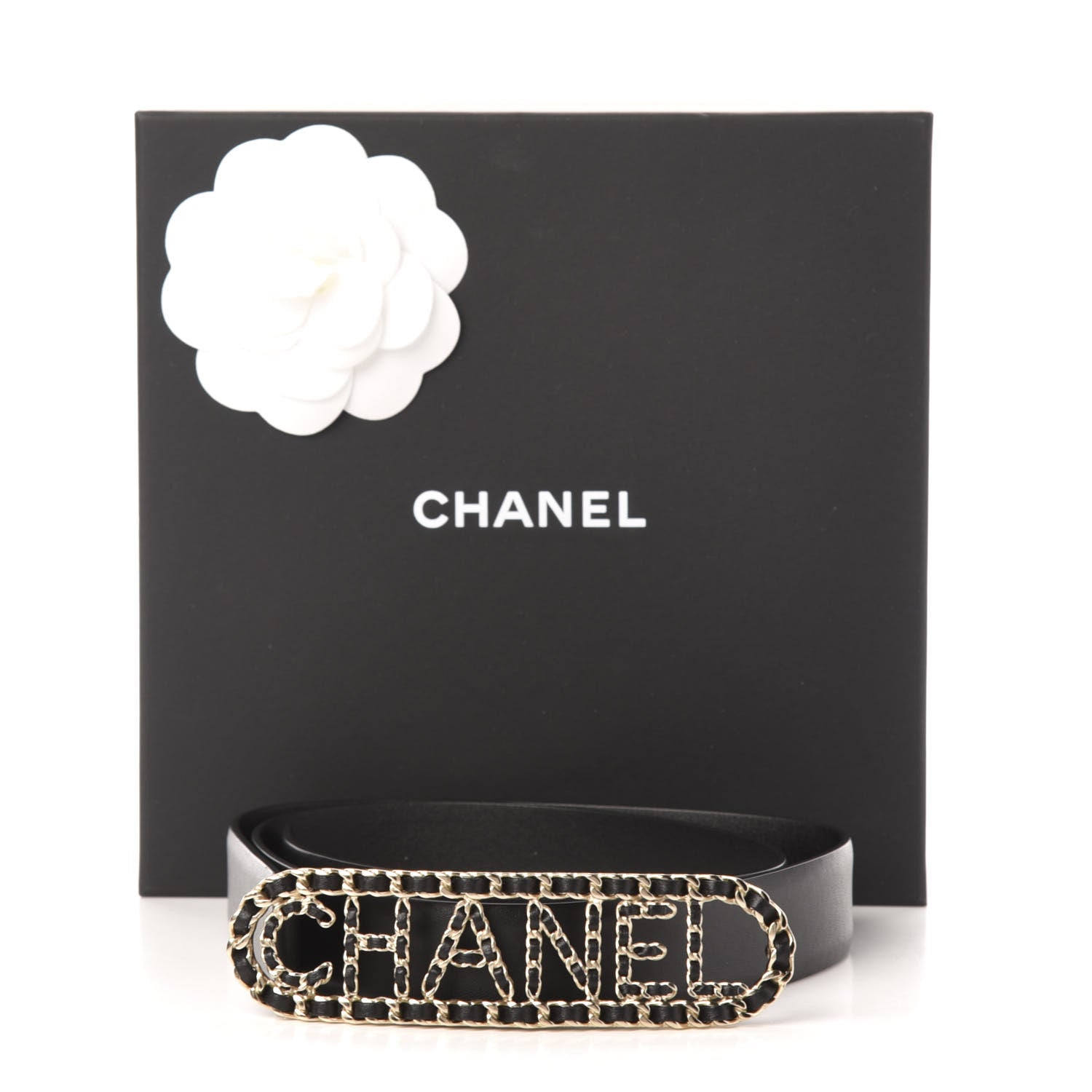 Chanel Calfskin CC Chain Vintage Allure Logo Belt 85 34 Black 8 of 8