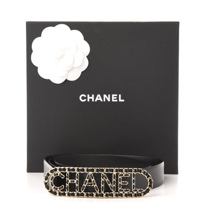 Chanel Calfskin CC Chain Vintage Allure Logo Belt 85 34 Black 8 of 8